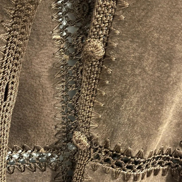 Vintage Scully Leather Suede Crotchet Patchwork Jacket - Size 8 - Picture 7 of 8